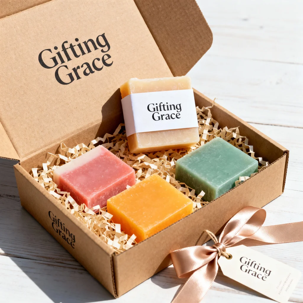 This is a clean, studio-lit product-on-white shot focusing entirely on the soap's texture and branding. - ai product photography